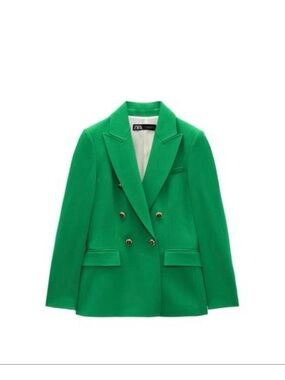 Zara Bright Green Double-Breasted Blazer